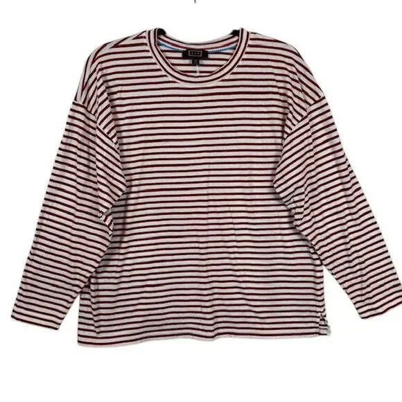AYR The French Fry Tee Brick Lane Rust Striped Pima Long Sleeve Oversized Small - Picture 3 of 12